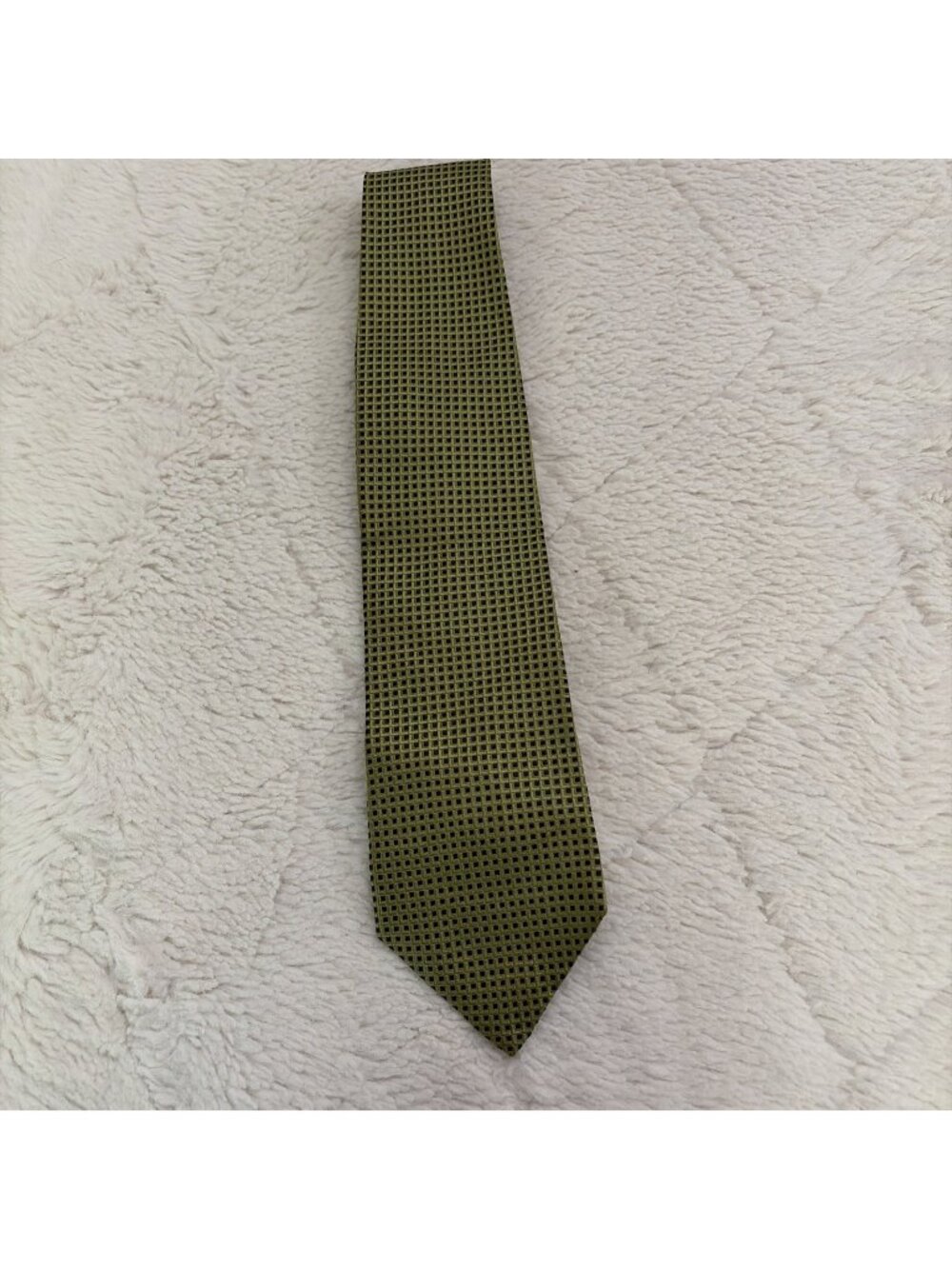 Brooks Brothers Basic Pure Silk Necktie Pointed Standard Length Green Check